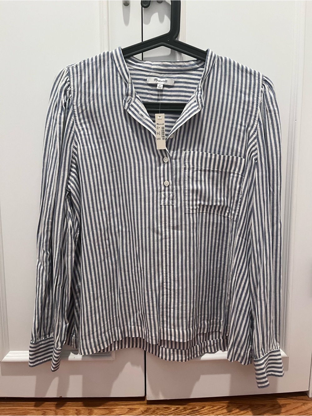 Madewell Women’s Navy and White Striped Shirt